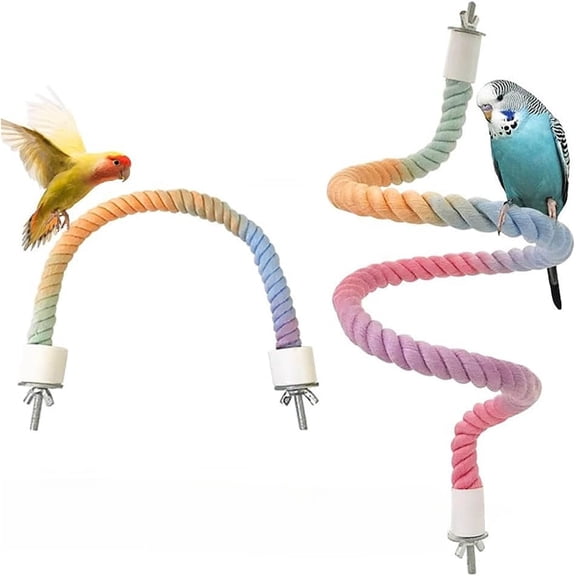 Gradient Bird Rope 2pcs Bird Perches for Parakeet Lovebirds Cockatiels Budgies ( 11.8in and 31.5in)