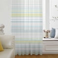 thumbnail image 6 of Aqua Yellow Stripe Sheer Curtains 63 Inches Long, Abstract Art Modern Vertical Striped Light Filering Curtains, Breathable Simi Curtain Privacy Drapes for Living Room Bedroom Window Treatment, 6 of 9