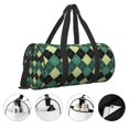 thumbnail image 5 of Gaeub Green Squares Lightweight Travel Cylinder Bag Gym Tote Bag Sports Training Duffle Bag with Pockets and Straps, 5 of 8