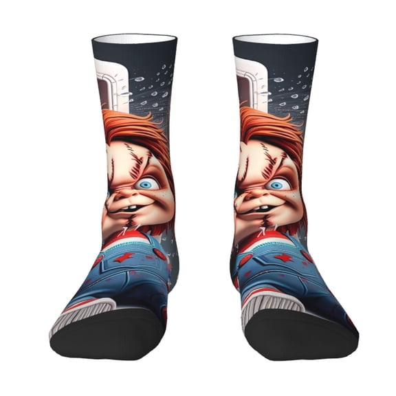 Saiise Chucky Funny Socks Men Women Adults Novelty Graphic Crew Tube Socks Crazy Design Casual Dress Socks for Sports,Running,Travel
