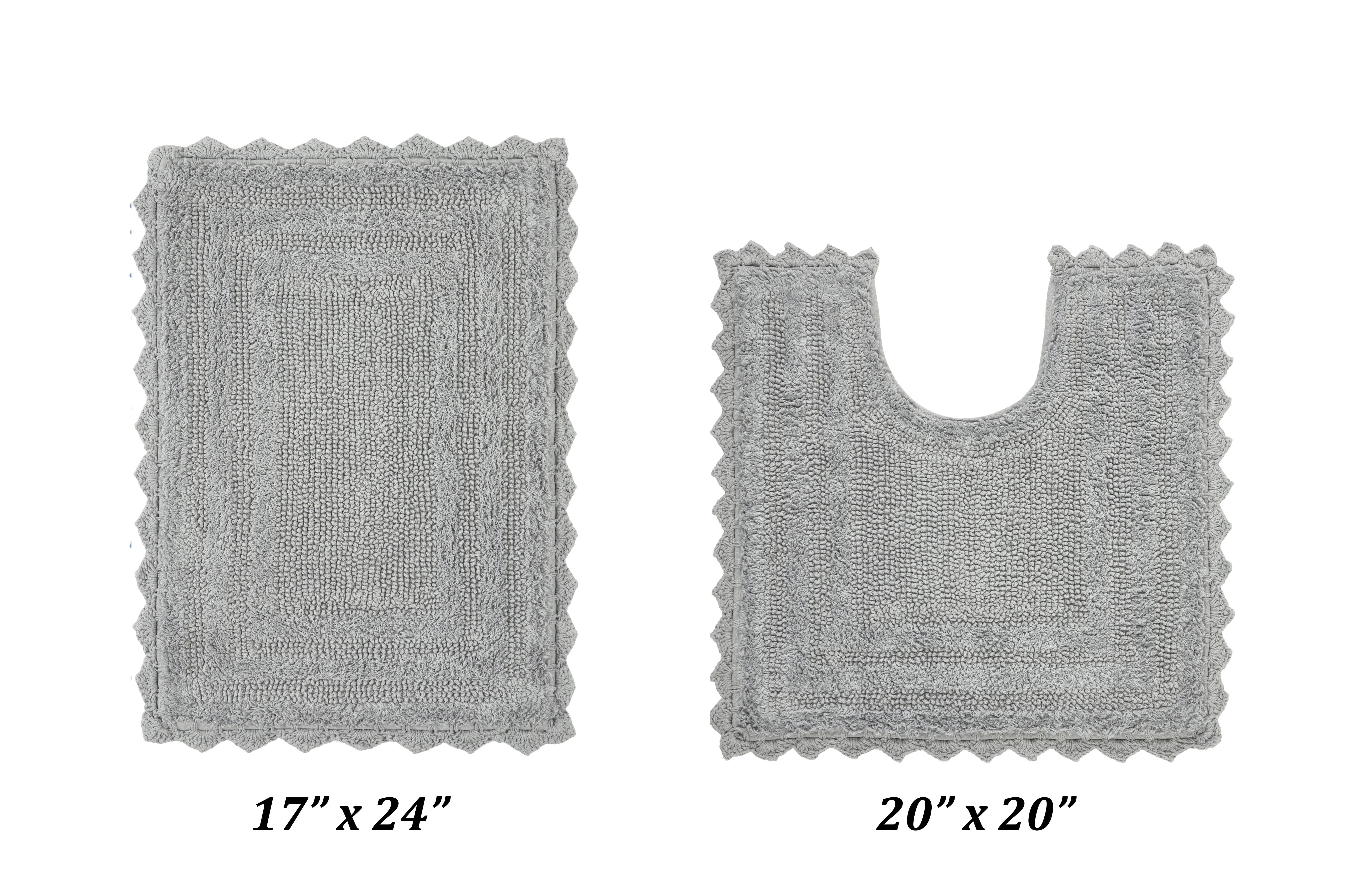 Better Trends 2 Piece Bathroom Rugs Set 100% Cotton, Soft Tufted Bath Mat, Water Absorbent & Reversible Bath Rug (Gray) Lilly Crochet Collection