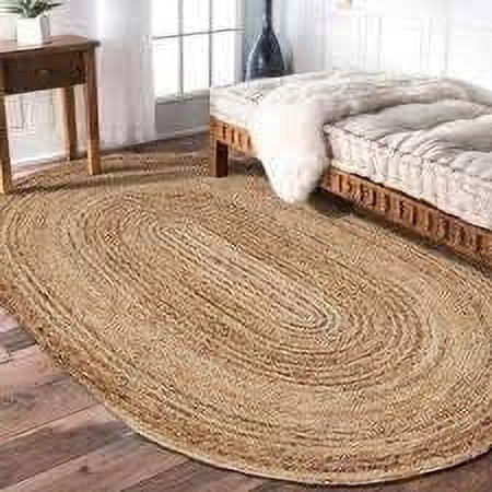 Handmade Braided Natural Pure Jute Oval Shape Area Rugs ,Home Décor Rugs Size 8 x 10 Feet ( 240 cm x 300 cm )