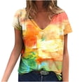 thumbnail image 2 of T-Shirts d'Été pour Femmes Grande Taille à Manches Courtes Femmes Blouse Imprimée d'Été T-Shirts Décontractés à Col en V T-Shirts à Manches Courtes Hauts T-Shirt à Col en V Femmes en Liquidation, 2 of 5