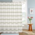thumbnail image 4 of Shower Curtains for Bathroom, Sage Green Striped Waterproof Fabric Shower Curtain, Rustic Green Stripe Modern Art Beige Decorative Bathroom Curtain for Bathtub, 36"x72", No Hooks Included, 4 of 9