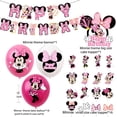 thumbnail image 5 of Pink Minnie Mickey Mouse Themed Party Supplies Tablecloth Decoration Set with Flag, Balloon, Cake Insert, 5 of 5