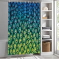 thumbnail image 6 of Ombre Peacock Small Stall Shower Curtain, Waterproof Shower Curtains for Bathroom, Vintage Abstract Peacock Feather Gradient Blue Washable Fabric Bath Curtain for Bathtub with Hooks 36x72 Inches, 6 of 9