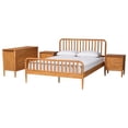 thumbnail image 1 of Baxton Studio Lucera Oak Brown Queen Size 4-Piece Bobbin Bedroom Set, 1 of 13