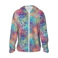 thumbnail image 1 of Vsdgher Sweat à Capuche Imprimé texture Craquelée Bleu Rose pour Hommes Femmes, Manches Longues Protection Solaire Pêche Course Natation-Moyen, 1 of 7