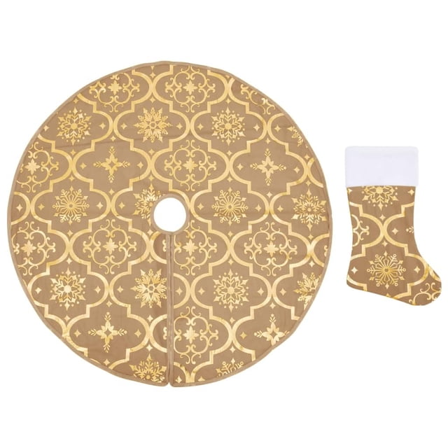Falda para árbol de Navidad VidaXL, tela amarilla con estampado de nieve, 150 cm