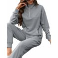 thumbnail image 2 of FIOPHY Women's Waffle Knit 2 Piece Outfits Lounge Sets 1/4 Zip Up Pullover Long Sleeve Top Jogger Sweats Track Suits Set, Gray, M, 2 of 5