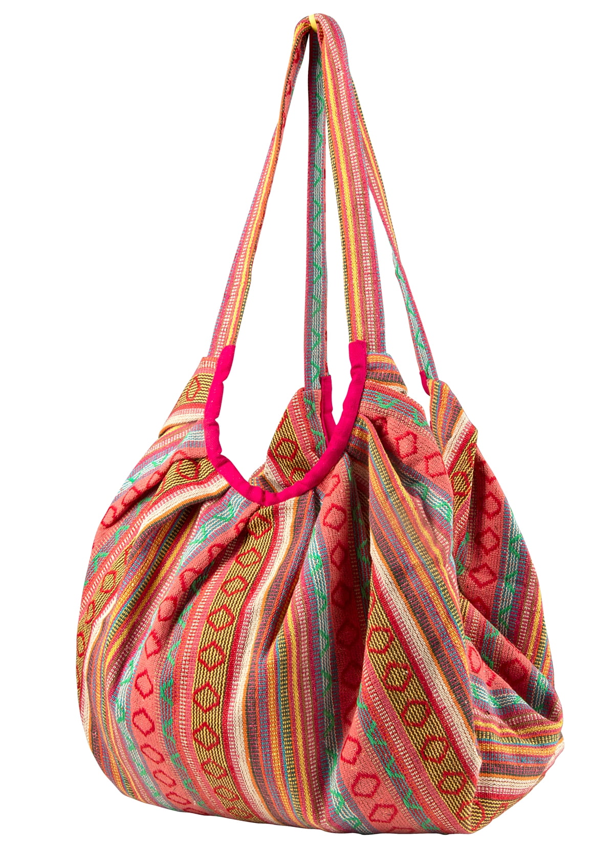 Tribe Azure - Pink Jacquard Cotton Baguette Shoulder Travel Canvas Tote ...