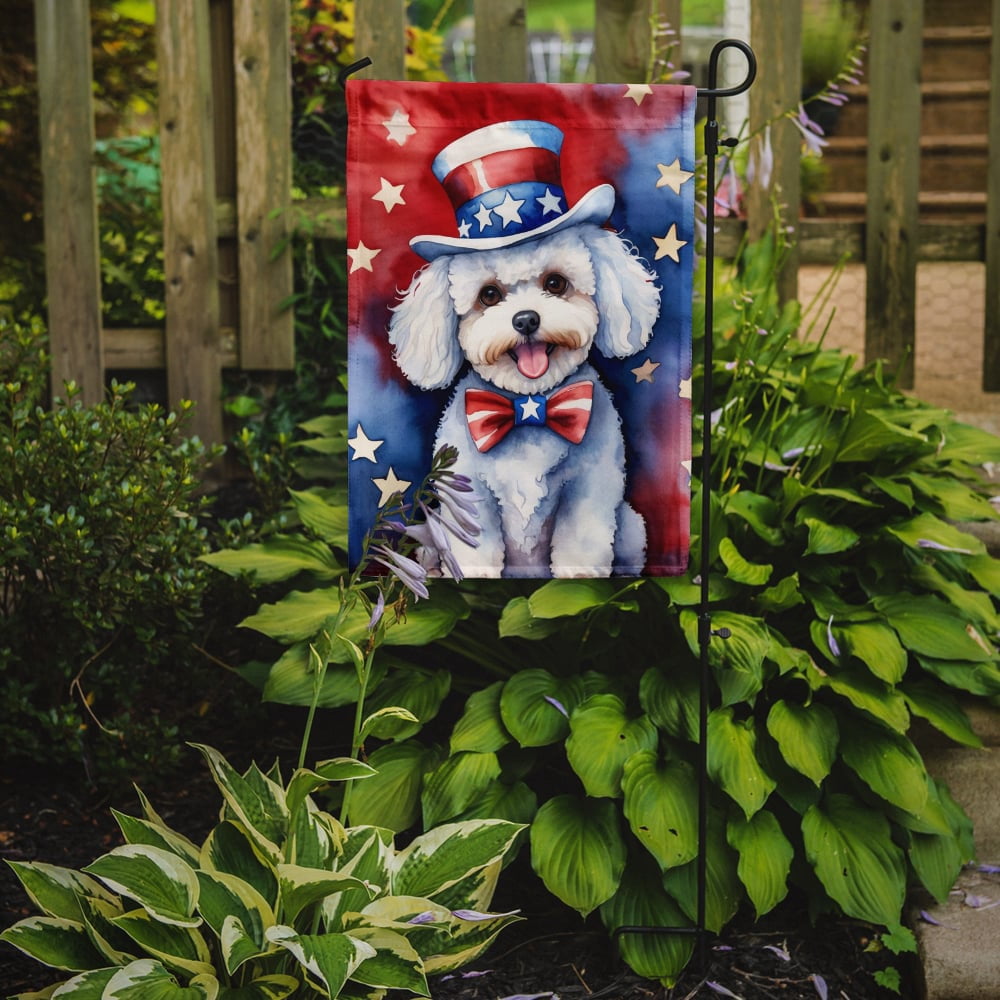 Bichon Frise Patriotic Garden Flag 11.25 in x 15.5 in