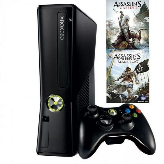 Pre-Owned Microsoft Xbox 360 4gb Console Assassin Creed III and Black Flag IV Bundle