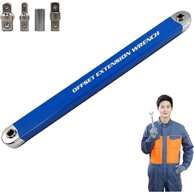Nematyta Llave de extensión acodada, llave de trinquete universal extendida, extensión acodada lista para impactos, llave de extensión con compensación cero, llave de extensión multifuncional, juego d