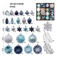 thumbnail image 2 of Blue‑Silver Christmas Tree Ornament Set 62 Pack, Shatterproof Plastic Baubles, Snowflake, Star and Leaf Hanging Decorations for Holiday Party Decor, 2 of 6
