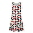 thumbnail image 3 of Yongcuo Independence Day Girls' Patriotic Sleeveless Dress Red, White, and Blue Stars & Stripes Summer Casual Outfit for Kids Blue 150, 3 of 4