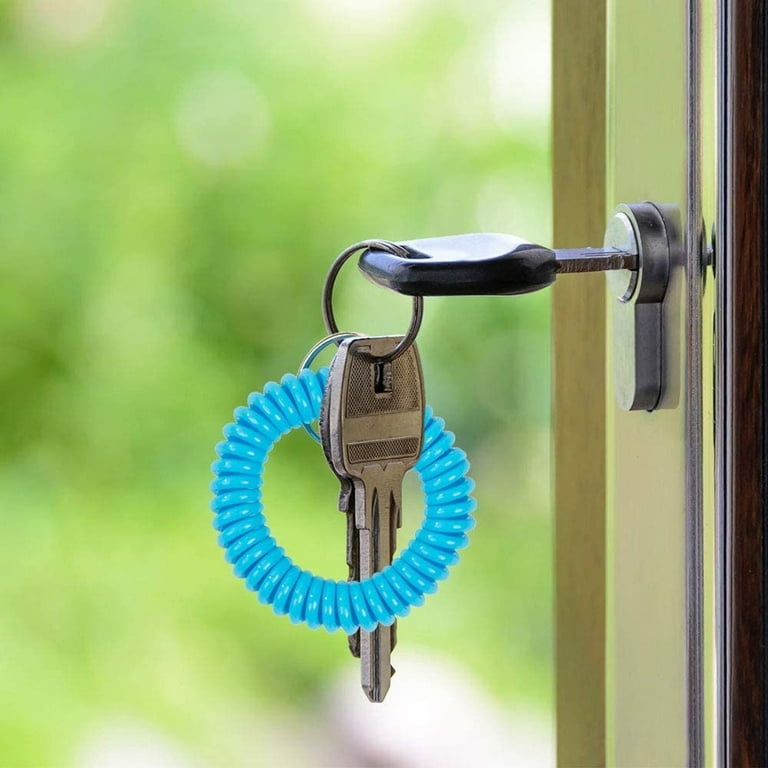 50 Pack Stretchable Spiral Coil Wrist Keychain Holders Wristband