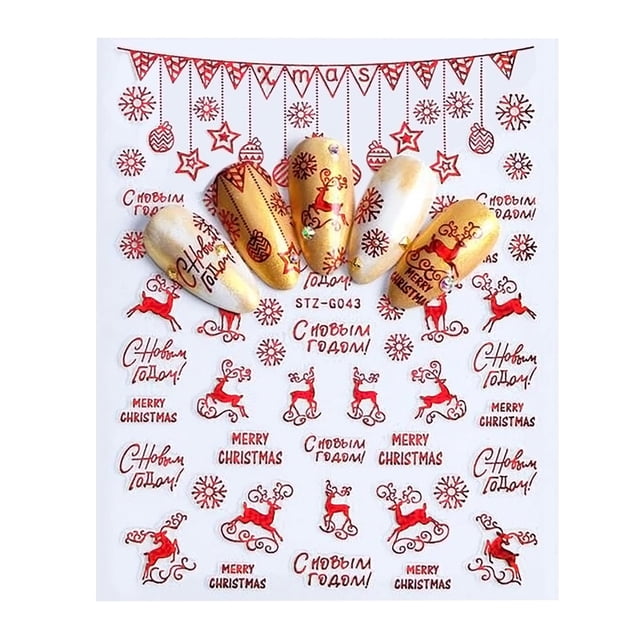 Uñas postizas, uñas postizas, regalos para mujeres, pegatinas de uñas navideñas con forma de copo de nieve y estrella, esmalte de uñas.