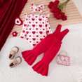 thumbnail image 4 of Baby Valentines Day Outfit Girl Love Print Long Sleeve Romper Top Bell Bottom Pant 2pc Set Baby Girl Clothes for Baby 18-24 Months, 4 of 8