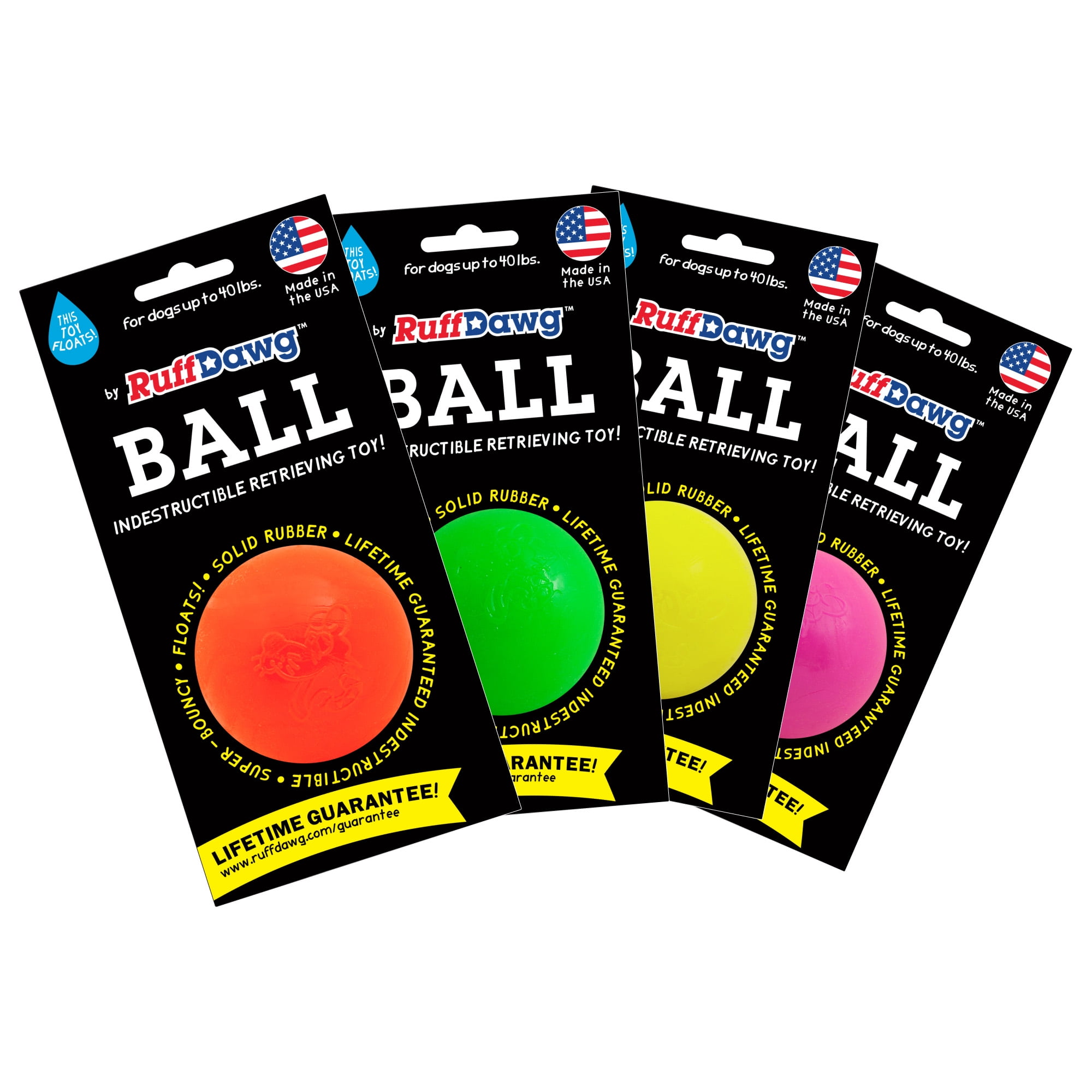 Ruff Dawg Indestructible Retrieving Ball Rubber Dog Toy, Color Varies