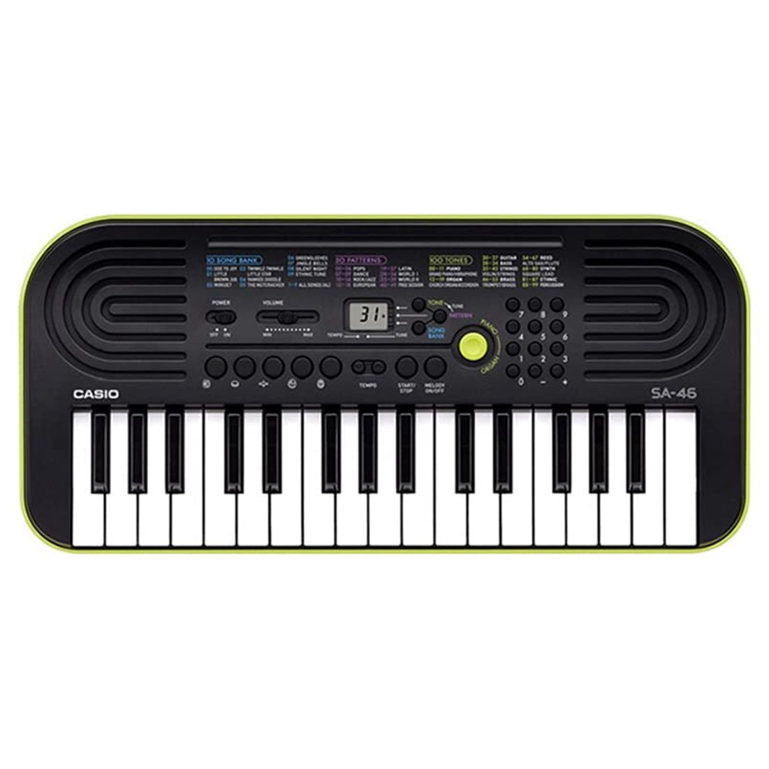 Casio SA-46 32 Mini Keys Musical Keyboard (Black/Green) 2023 - Green
