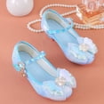 thumbnail image 5 of Staki Shoes for Girls Girls Classic Slip on Mary Jane Ballet Flats Glitter Party Bridesmaids Flower Girl Princess Dress Shoes for Kid Toddler Blue,2 Big Kid, 5 of 9