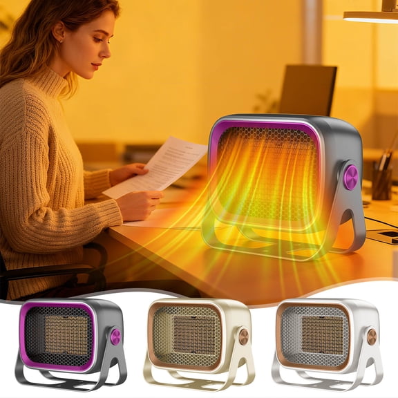 syligr Wide-Angle Desk Heater 1200W - Smart Thermostat with Dual Heat/Cool Modes, 105° Oscillation for Office Space, Overheat Protection & Auto Shut-Off, Compact Desktop or Wall Mount Heater