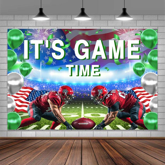 Football Backdrop for Photography, It's Game Time American Rugby Background for Football Lovers, Football Sports Theme Birthday Baby Shower Party Decorations Photo Studio Props 7x5ft