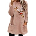 thumbnail image 2 of Women's Fuzzy Fleece Pullover Tops Christmas Trees Print 2023 Fall Fashion Warm Sherpa graphic Sweatshirt Casual Loose Fluffy Outerwear with Pockets, 2 of 4