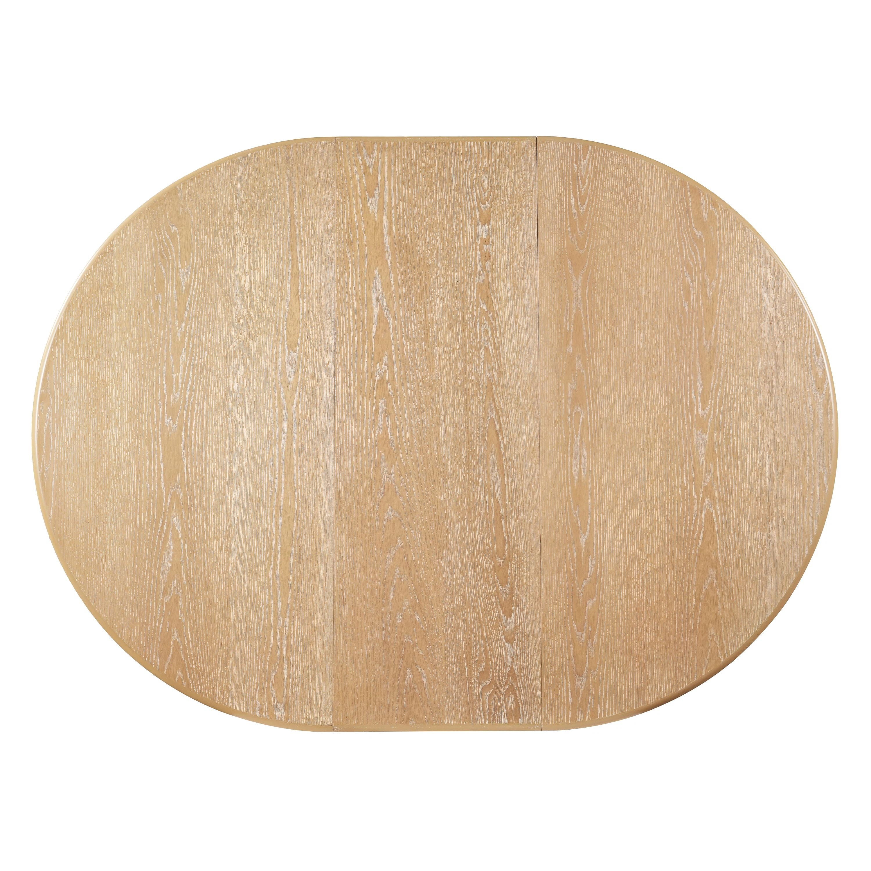 Euroco 47"-63" Extendable Round Dining Table for 4-6,Modern Oval Kitchen Table with Removable Leaf and Heavy Duty Wood Base,Space Saving for Kitchen Living Room,Natural