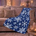 thumbnail image 6 of Bold White Snowflakes on Blue, Cheerful Holiday Style for Winter Lovers, Frosted Star Pattern and Christmas Gift, Soft Flannel Blanket for Family Room and Bedroom, Home Decor, 6 of 9