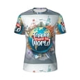 thumbnail image 5 of Wukai Travel Around The World Print Men's Short-Sleeved Mesh T-Shirt,Quick-Dry Short Sleeve Workout T-Shirt-Small, 5 of 8
