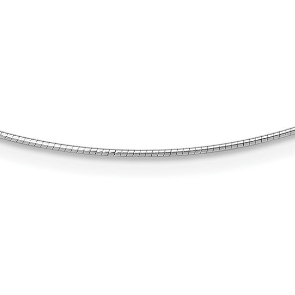 14K White Gold Omega Chain Necklace 1 mm Round Detachable clasp 16 inch