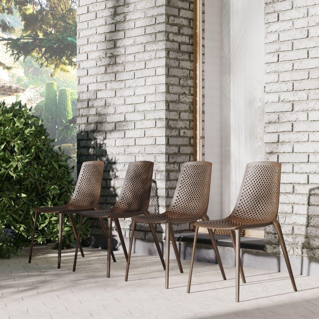 Amazonia Lilium 4-Piece Patio Dining Table Set | Eucalyptus 100% FSC | Ideal for Outdoors and Indoors, Brown