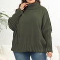 thumbnail image 5 of QIYAGBSA Plus Size Sweater for Women Oversized Batwing Sleeve Turtleneck Ribbed Trim Casual Fall Winter Pullover (Army Green XL), 5 of 6