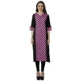 thumbnail image 1 of Moomaya Tunique Droite en Coton Imprimé Manches Retroussables Robe Kurti Décontractée pour Femmes, 1 of 6