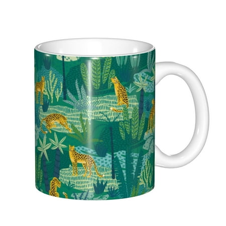 

Zeuib Jungle Leopard Ceramic Coffee Mug with Large Handle，Modern Reactive Glaze Dishwasher & Microwave Safe – Perfect for Home Office Café Gift-Ready