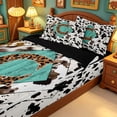 thumbnail image 3 of meiyoeat Cow Print Initial C Zipper Full Size Comforter Sets with Fitted Sheet and 2 Pillowcases For Boys,Vintage Leopard Letter Design Zipper Bedding Set,Black Reversible,4 Pieces, 3 of 7