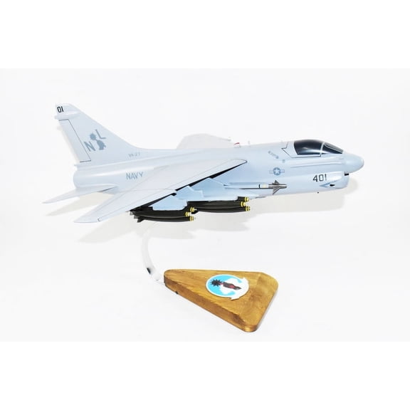 VA-27 Royal Maces (USS Carl Vinson 1986) A-7E Corsair II Model, LTV, 1/31 Mahogany Scale Model, Navy