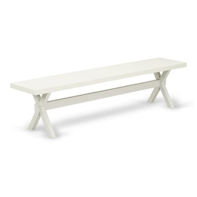Pemberly Row X-Style 15x72" Wood Dining Bench in Linen White