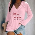thumbnail image 1 of Hauts de Noël en Solde, Blouse Décontractée à Col en V pour Femmes, Manches Longues, Automne, Rose L, 1 of 1
