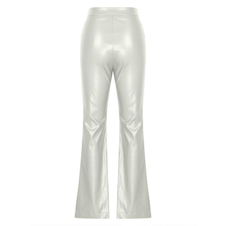 【送料&関税込】Off-White Nappa Leather And Lace Pants Lovskoo 2024 Flare Leather Pants for Women High Waisted Wide