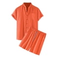 thumbnail image 3 of Short Sets for Men Lightweight Short Sleeve Button Down Stand Collar Shirt and Shorts 2 Piece Matching Set Summer Outfits, 3 of 8