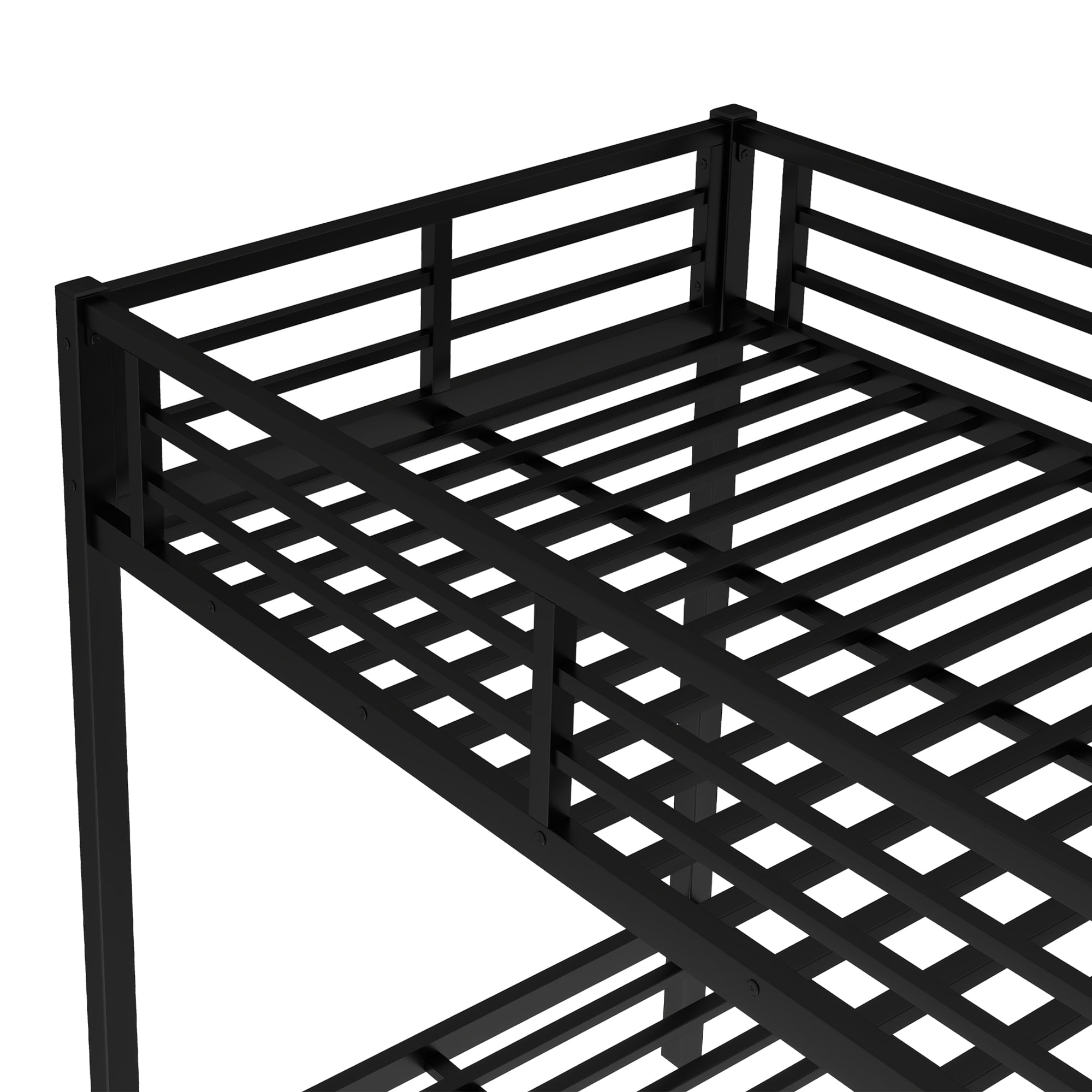 Twin XL over Twin XL Metal Bunk Bed with Twin Size Trundle, Black