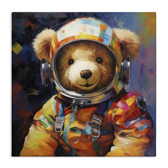 Stupell Industries Cottage Teddy Bear Astronaut Canvas Art, 24 x 24, by Ray Powers