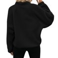 thumbnail image 6 of Hueook Flannel Jacket Women European and American Solid Color Lamb Wool Jacket Long Sleeved Hooded Casual Jacket/jacket Black M, 6 of 8