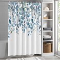 thumbnail image 3 of Blue Eucalyptus Leaves Fabric Shower Curtain Watercolor Leaf Washable Shower Curtains for Bathroom, Waterproof Bath Curtain with Hooks Home Decor 72x84in, 3 of 8