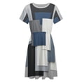 thumbnail image 4 of Abstract Geometric Art Blue Black Grey Dress Fashion Beach Short Sleeve Dresses Female Party Printed Sundress, 4 of 7
