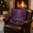 thumbnail image 4 of Hometravel Purple Christmas Pillowcase, Santa Claus Tree Candle Wreath Design, Decorative Cushion Cover for Bedroom, Sofa, Home Decor, 4 of 6