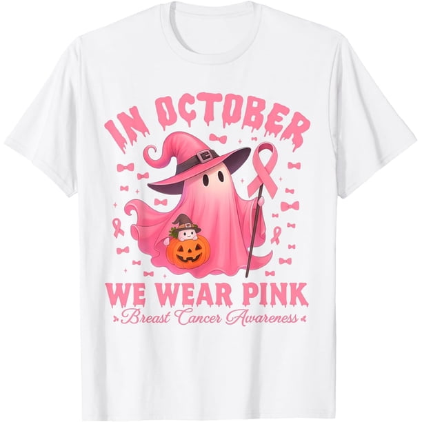 Camiseta rosa para concientización sobre el cáncer de mama de Halloween en octubre